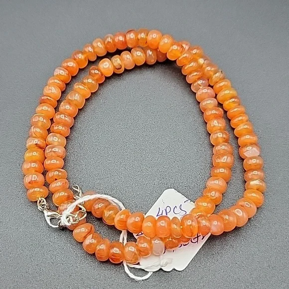 730 Cts Natural Orange Carnelian Round Rondelle Beads Gemstone Beaded Necklace - Picture 7 of 9